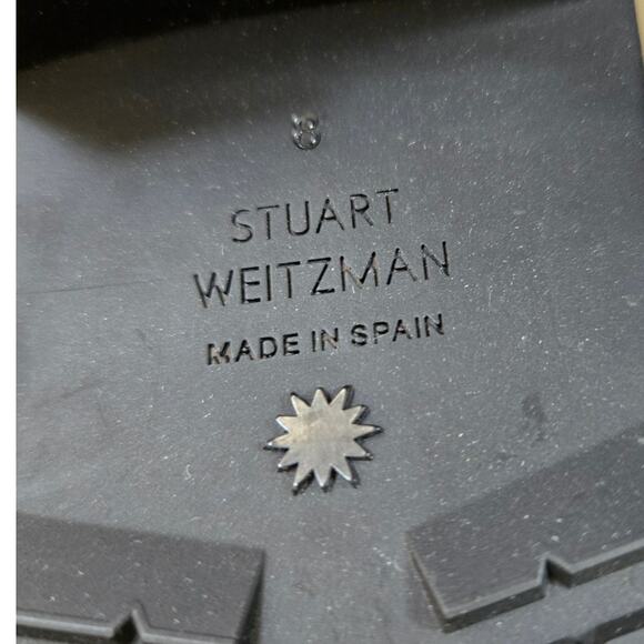 Stuart Weitzman White Shearling Pearl Embellished Studded Combat Boots Size 8 - Picture 8 of 11